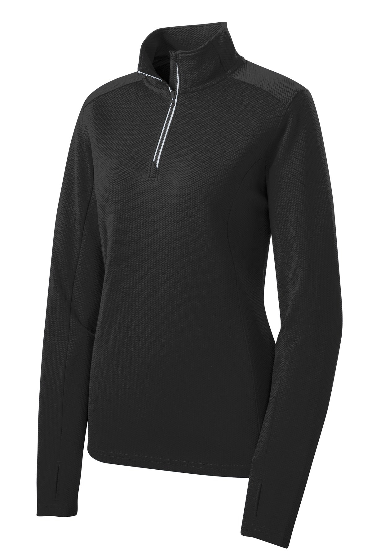 Sport-Tek® Women's Sport-Wick® Textured 1/4-Zip Pullover.  LST860