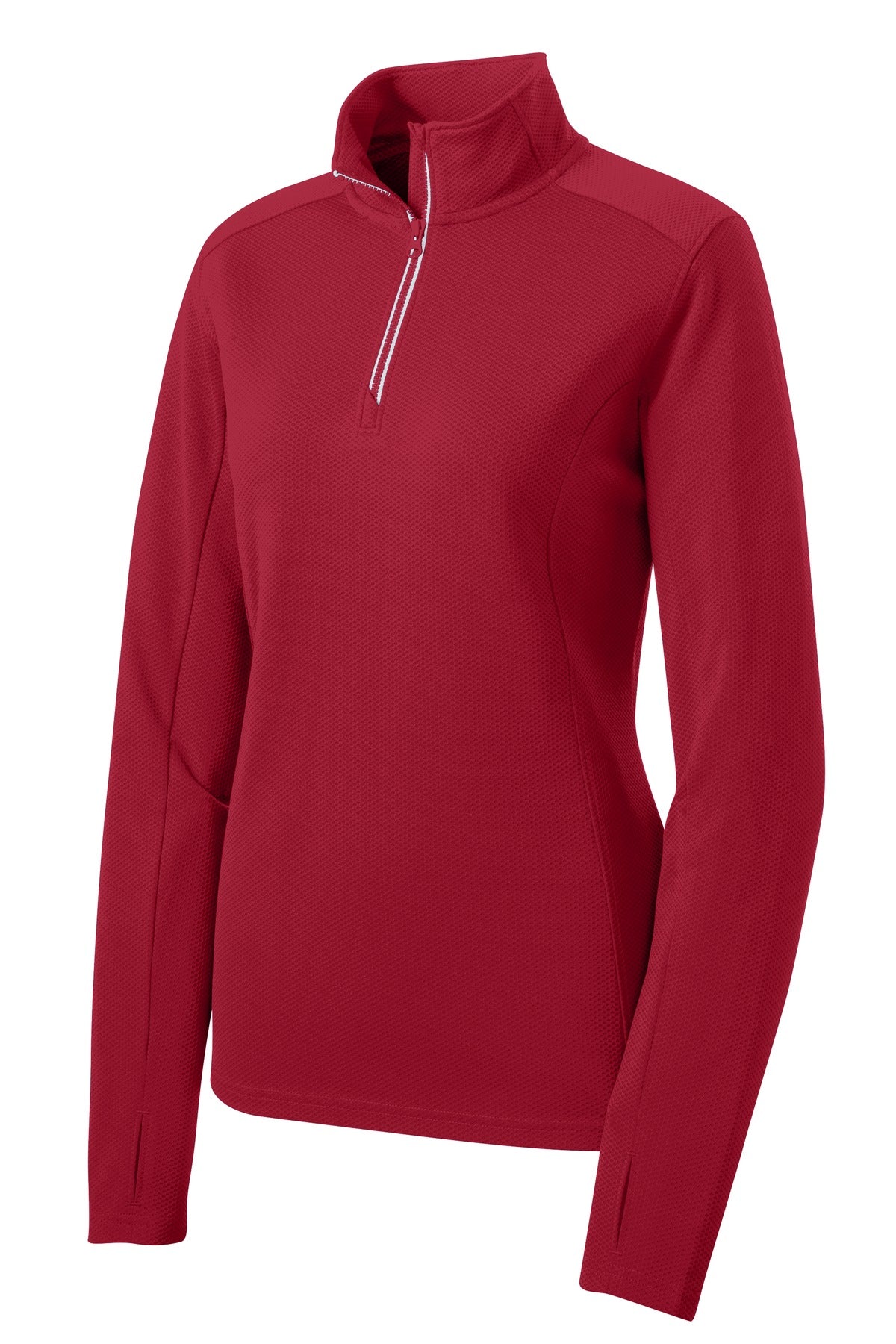 Sport-Tek® Women's Sport-Wick® Textured 1/4-Zip Pullover.  LST860