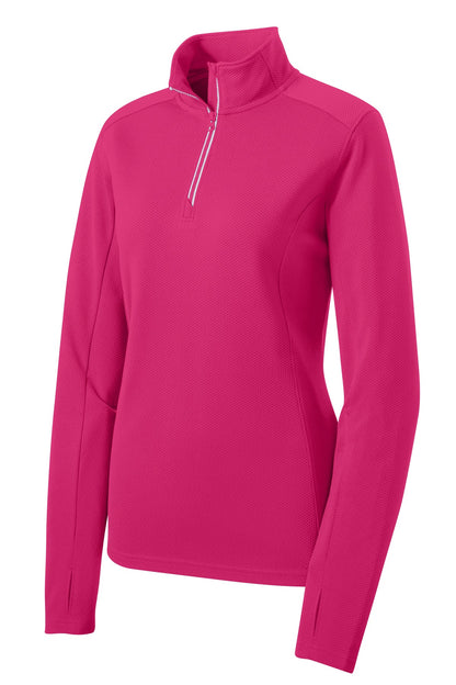 Sport-Tek® Women's Sport-Wick® Textured 1/4-Zip Pullover.  LST860